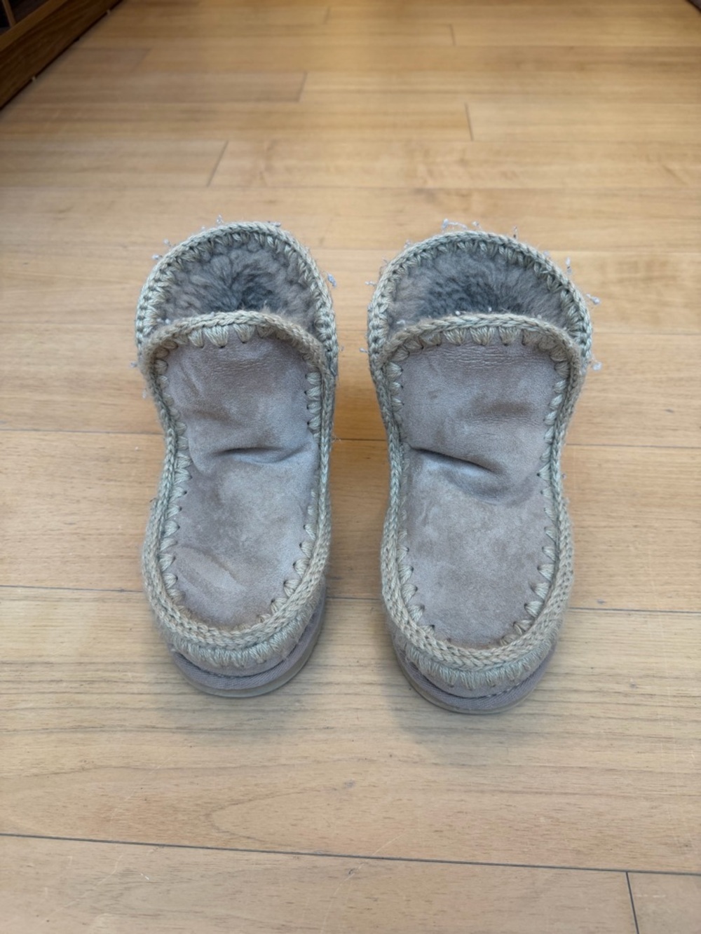Mou Cozy Eskimo Shearling Slip-Ons in Camel